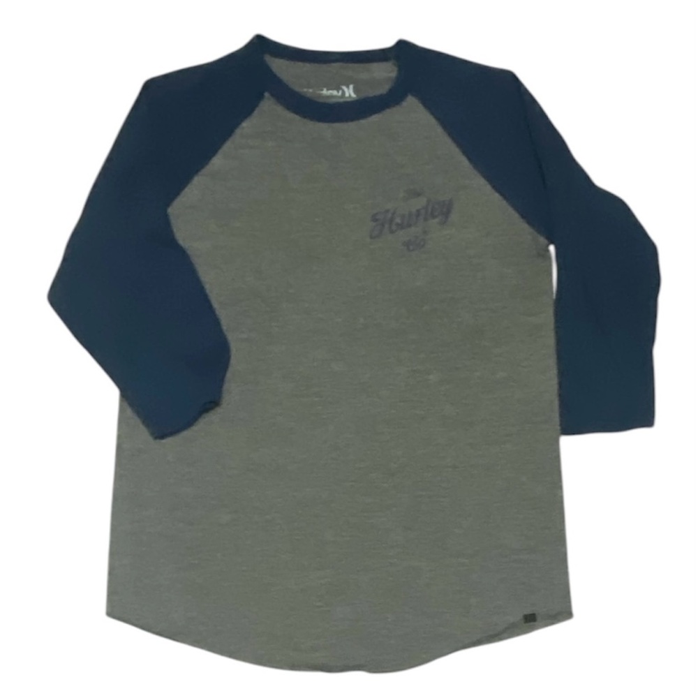 Hurley Gray Dark Teal 3/4 Sleeve Baseball Logo  Raglan T-shirt‎ Sz M